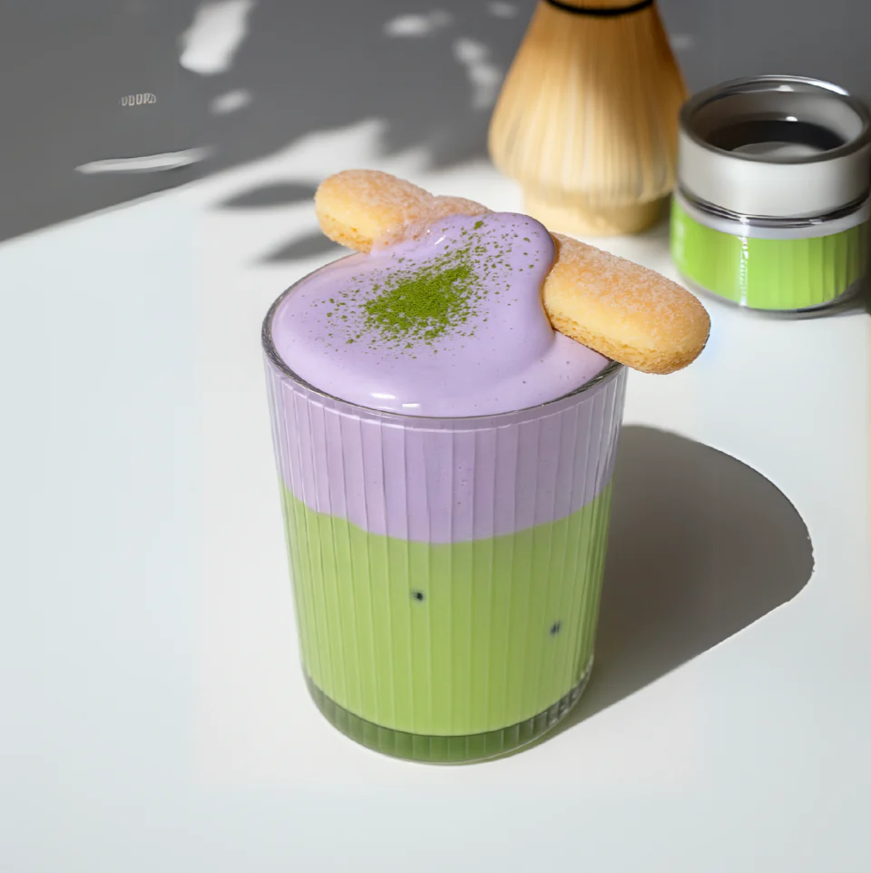Matcha Ube Latte Recept
