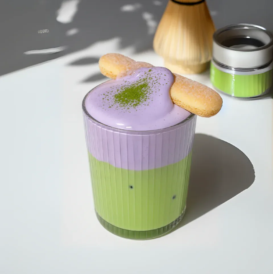 Matcha Ube Latte Recept