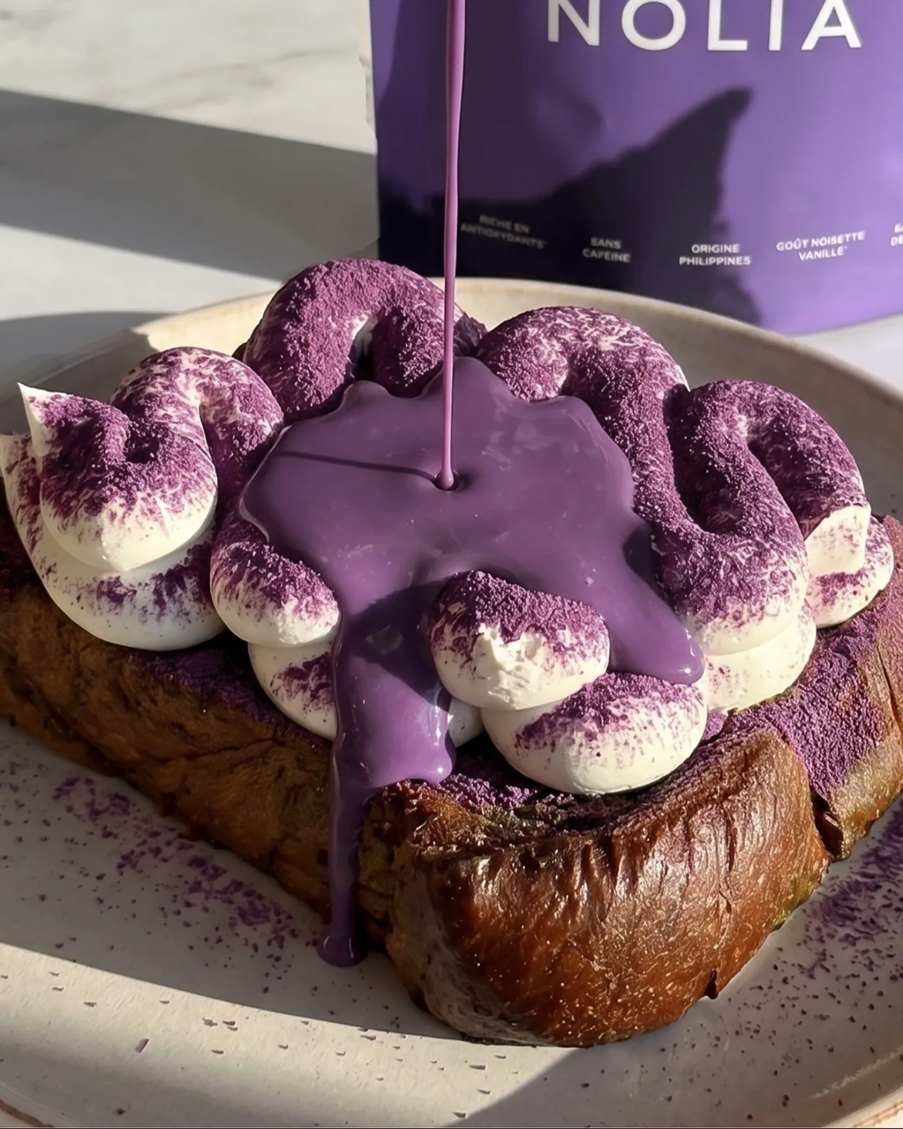 Ube wentelteefjes in tiramisu-stijl: brioche & mascarpone