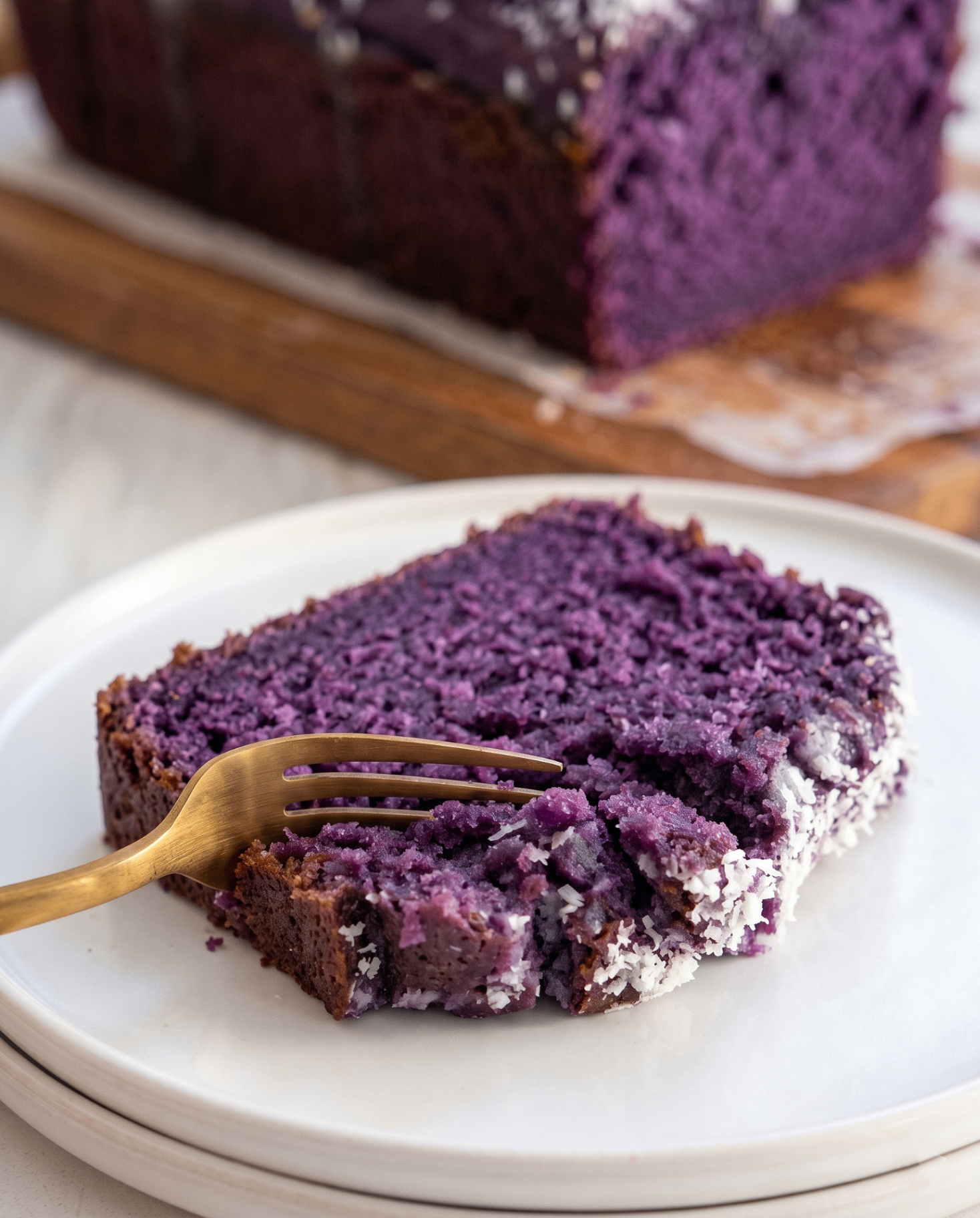 Ube Kokosbroodcake: Smeuïge Paarse Cake met Sneeuwwitte Kokosglazuur